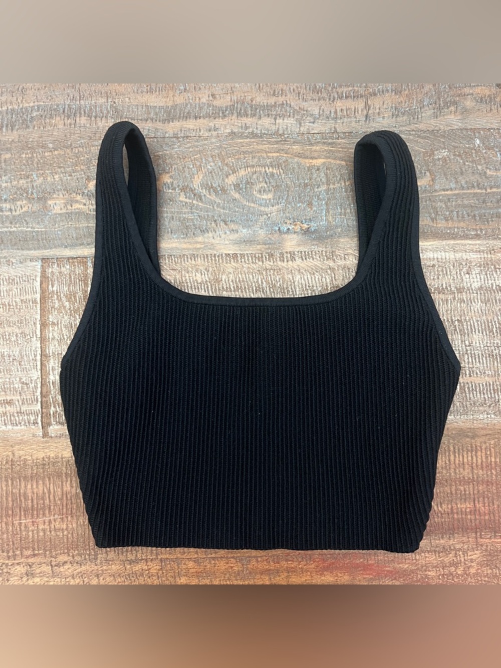 Babaton by Aritzia Sculpt Knit Squareneck Cropped Tank Black Size Small